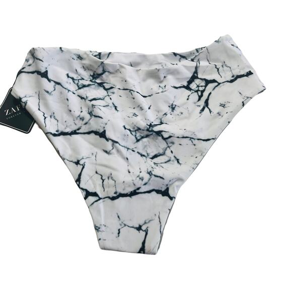 Zaful Abstract Print Cheeky Bikini Bottoms Size 4 NWT White Black - Picture 3 of 5